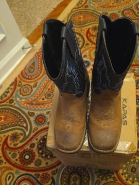 J.B. Dillon Two-Tone Brown and Black Kids Western Boots
